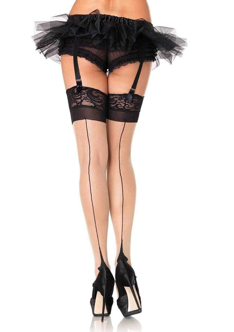 Sheer Cuban Heel Thigh High 1048