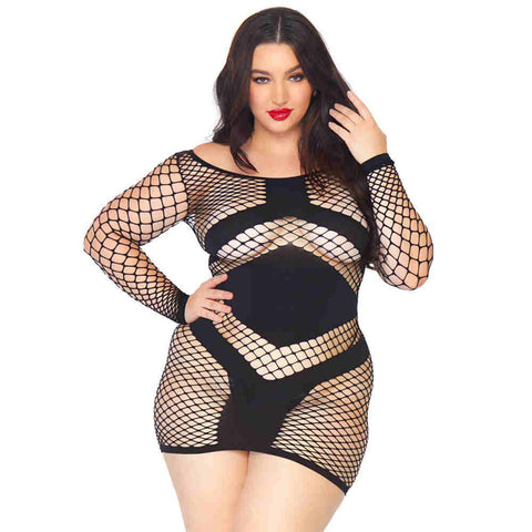 Leg Ave Diamond Net Mini Dress 86593Q Black Queen