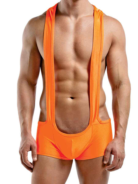 Male Power Nylon Spandex Sling Short Bodysuit S/M Orange PAK846