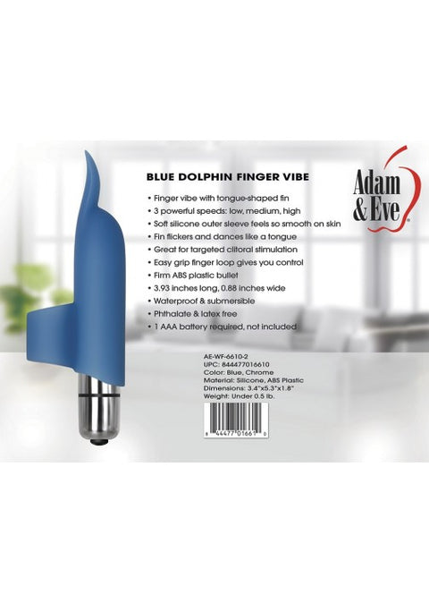 Adam & Eve Silicone Blue Dolphin Finger Vibe