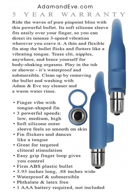 Adam & Eve Silicone Blue Dolphin Finger Vibe