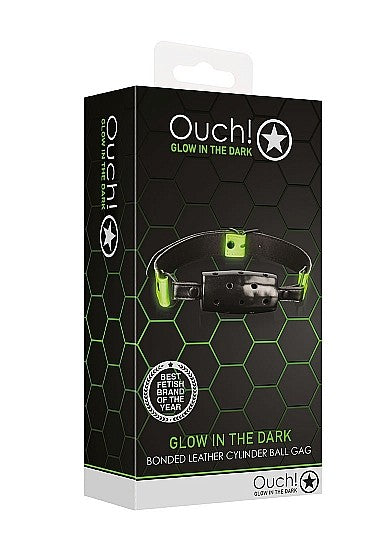 Ouch Glow In The Dark - Bonded Leather Cylinder Gag