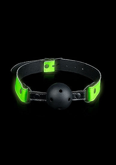 Ouch Glow In The Dark - Bonded Leather Breathable Ball Gag