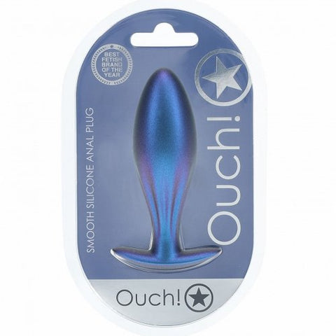 Ouch Oval 4.6" Anal Plug Metallic Blue