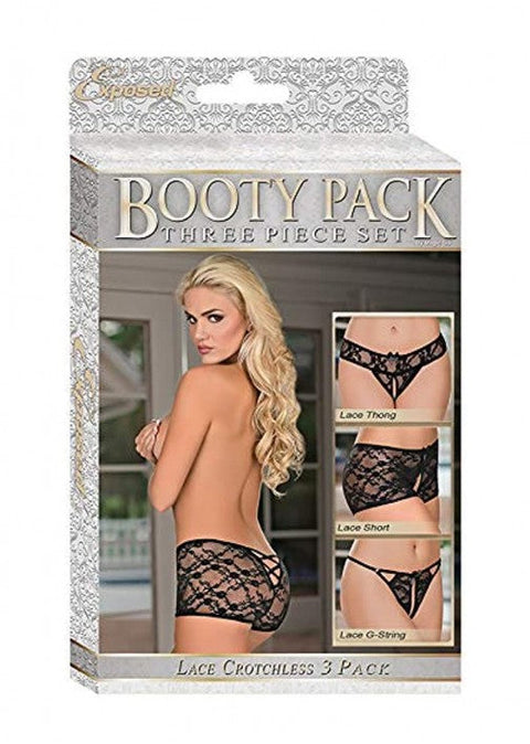 Exposed Booty Pack Lace Crotchless 3 Pack S/M G3PK108