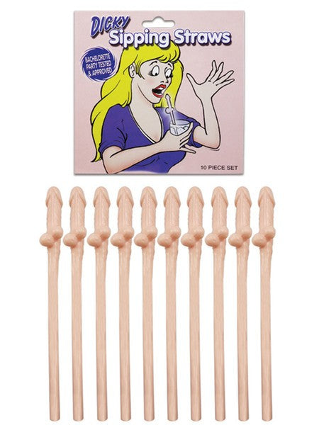 Dicky Sipping Straws 10pk Flesh - 99454A