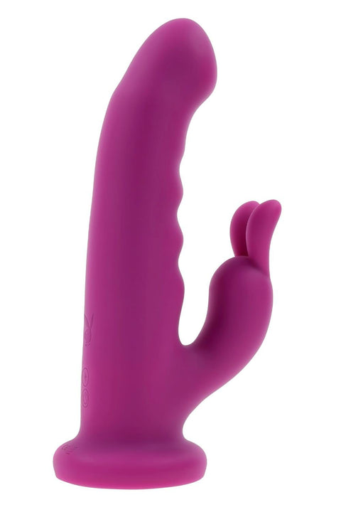 Playboy Pleasure Fluffle Rabbit Vibrator with Suction Base