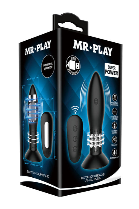 Mr Play Rotation Beads Anal Plug 79W-MR Black