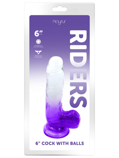 Playful Riders 6" Cock with Balls Purple