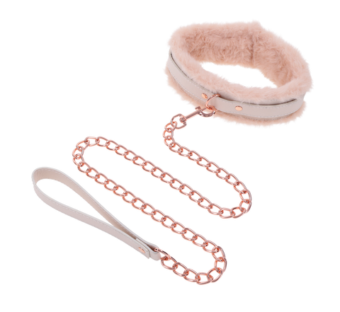 S&M Peaches ‘n Creame Fur Collar & Leash