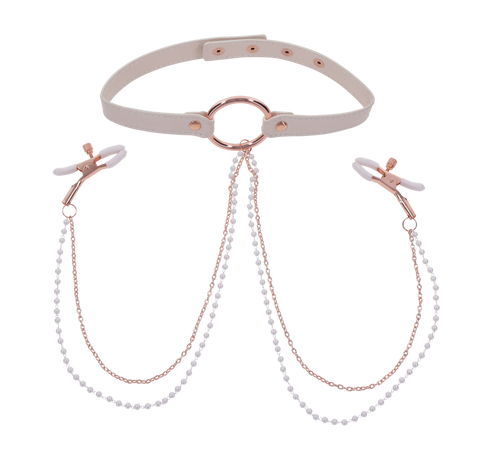 S&M Peaches ‘n Creame Collar with Nipple Clamp