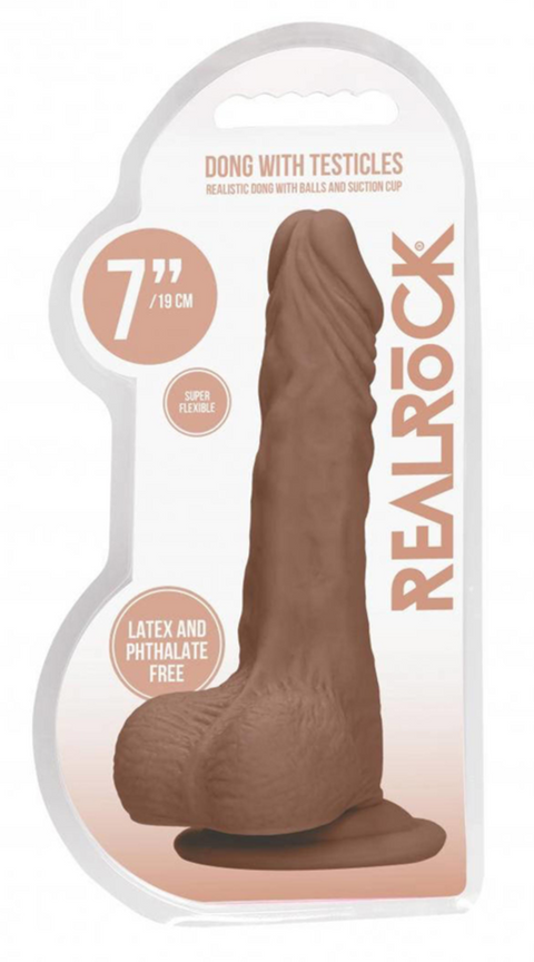 Realrock 7" Dildo with Testicles Tan