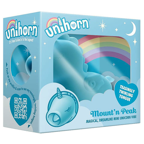 Unihorn Mount 'n Peak Pointed Flicking Silicone Clitoral Vibrator Blue