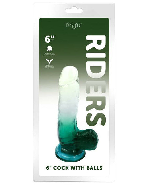 Playful Riders 6" Cock with Balls Green