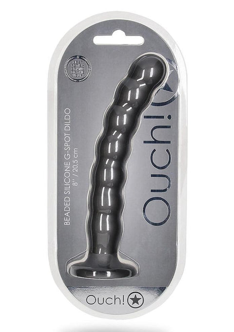 Ouch Beaded G-Spot Dildo 8'' Gun Metal