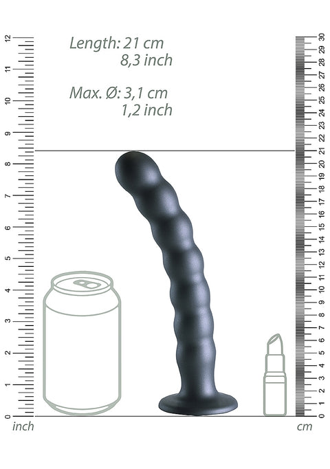 Ouch Beaded G-Spot Dildo 8'' Gun Metal