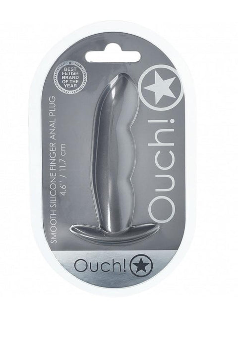 Ouch 4.6" Finger Anal Plug Gun metal