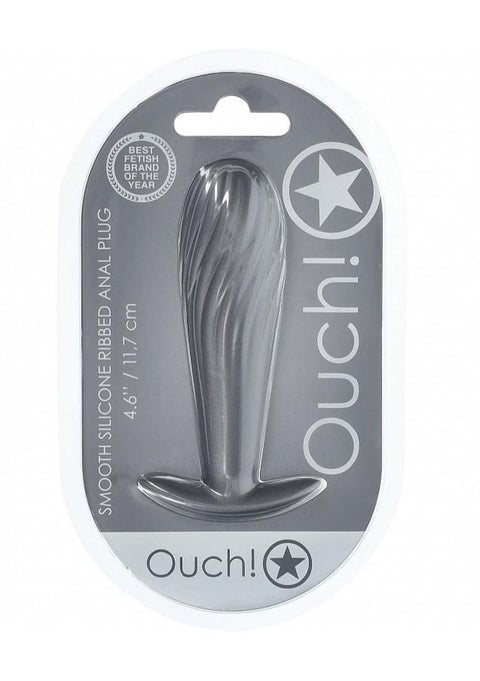 Ouch Ribbed Anal Plug 4.6" Gun Metal