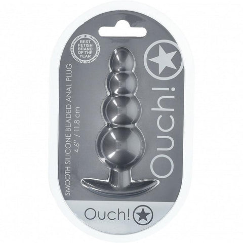 Ouch 4.6" Beaded Anal Plug Gun Metal