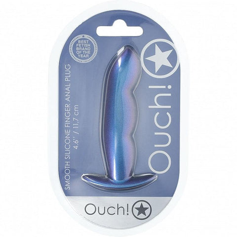 Ouch 4.6" Finger Anal Plug Metallic Blue