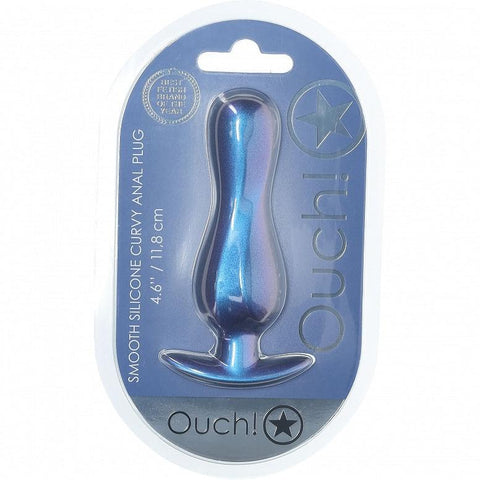 Ouch Curvy Anal Plug 4.6" Metallic Blue