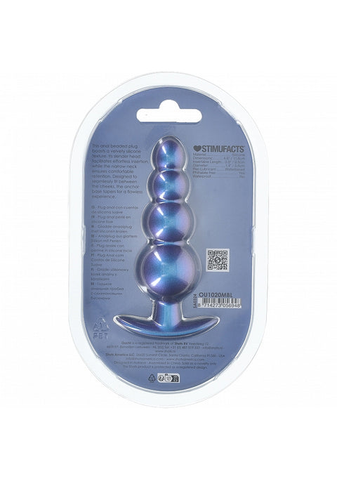 Ouch 4.6" Beaded Anal Plug Metallic blue