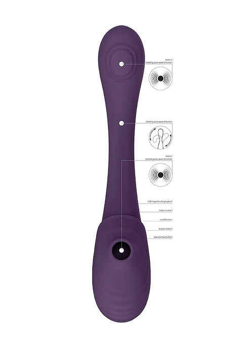 Vive Mirai Double-Ended Pulse Wave & Air Wave Bendable Vibrator - Purple