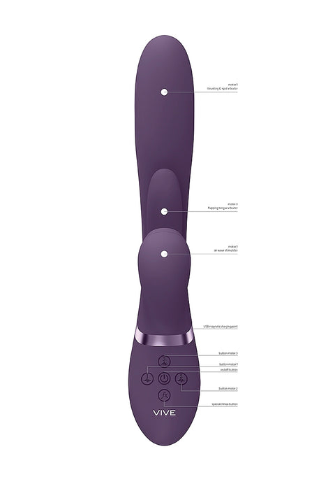 Vive Ena Thrusting G-Spot Flapper Air Wave Clit Stimulator - Purple