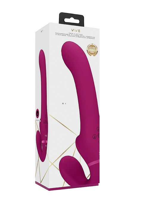 Vive Ai Dual Pulse-Wave & Airwave Strapless Strapon - Pink