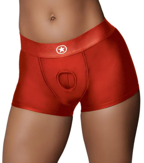 Ouch Vibrating Strap-on Boxer - Red - M/L