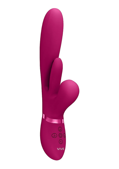 Vive Kura Thrusting G-Spot Flapper Pulse Wave Clit Stimulator - Pink