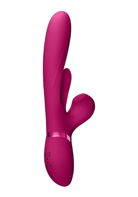 Vive Kura Thrusting G-Spot Flapper Pulse Wave Clit Stimulator - Pink