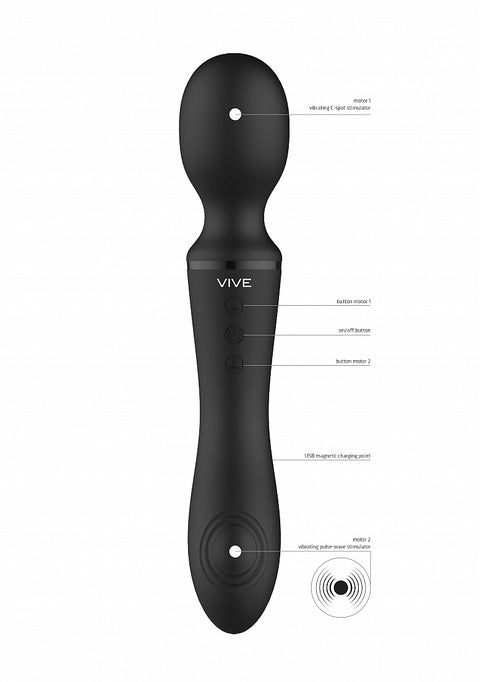 Vive Enora Double Ended Pulse Wave Wand - Black