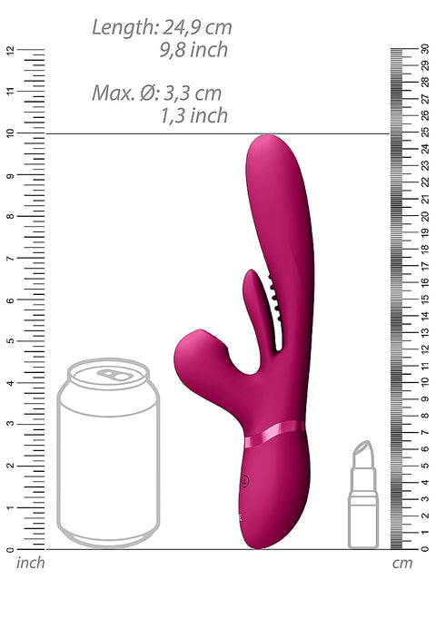 Vive Kura Thrusting G-Spot Flapper Pulse Wave Clit Stimulator - Pink