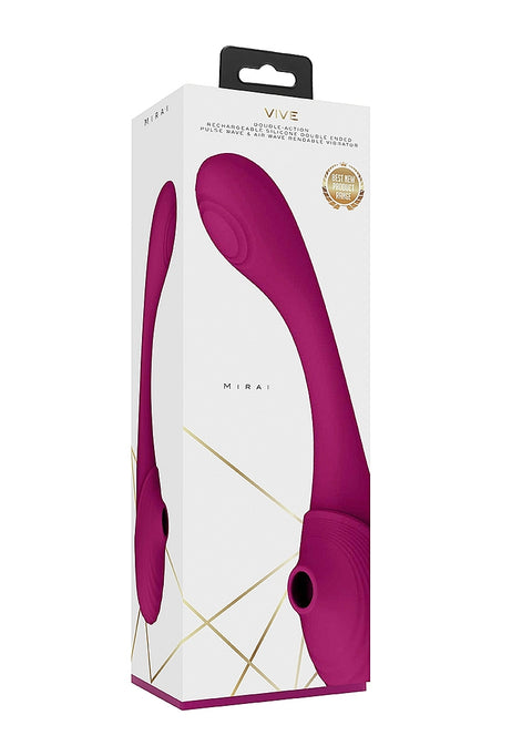 Vive Mirai Double-Ended Pulse Wave & Air Wave Bendable Vibrator - Pink