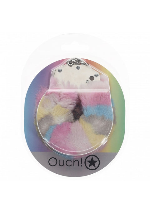 Ouch Fluffy Handcuffs Multi Colour Pastel