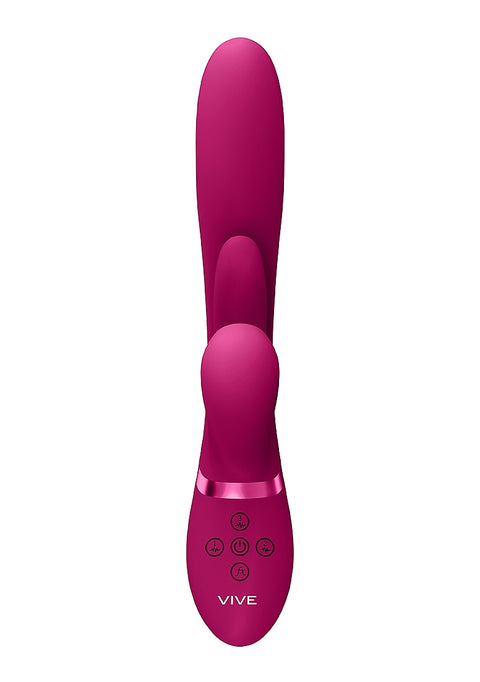 Vive Kura Thrusting G-Spot Flapper Pulse Wave Clit Stimulator - Pink