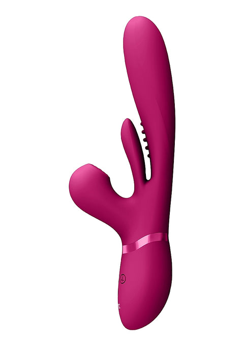 Vive Kura Thrusting G-Spot Flapper Pulse Wave Clit Stimulator - Pink