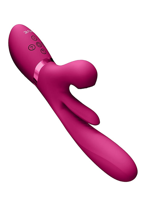 Vive Kura Thrusting G-Spot Flapper Pulse Wave Clit Stimulator - Pink