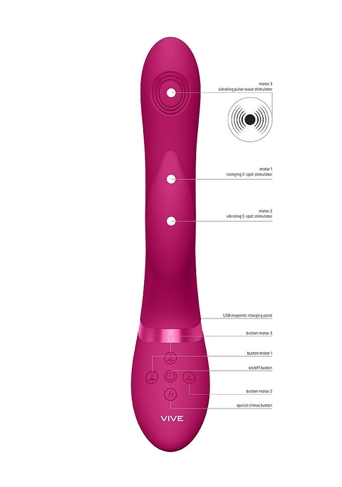 Vive Aimi Rechargeable Triple Motor Swinging Silicone Rabbit - Pink