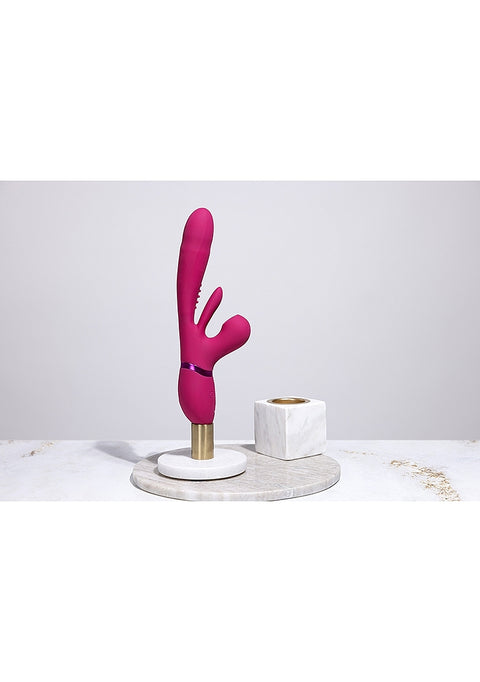 Vive Kura Thrusting G-Spot Flapper Pulse Wave Clit Stimulator - Pink