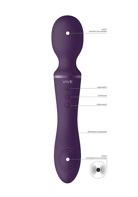 Vive Enora Double Ended Pulse Wave Wand - Purple