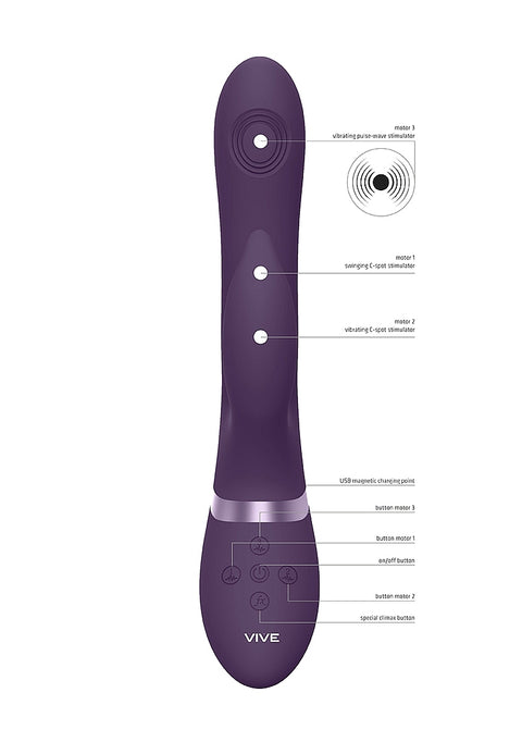 Vive Aimi Rechargeable Triple Motor Swinging Silicone Rabbit - Purple