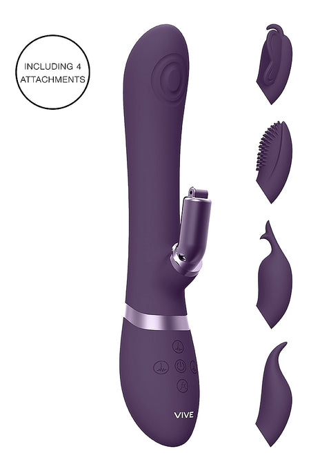 Vive Etsu Silicone Rabbit with Interchangeable Clitoral Sleeves - Purple