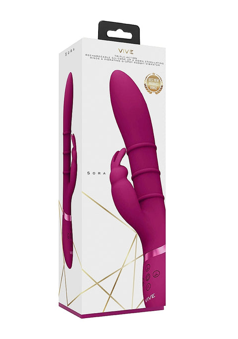 Vive Sora Up & Down Stimulating Rings, Vibrating G-Spot Rabbit - Pink