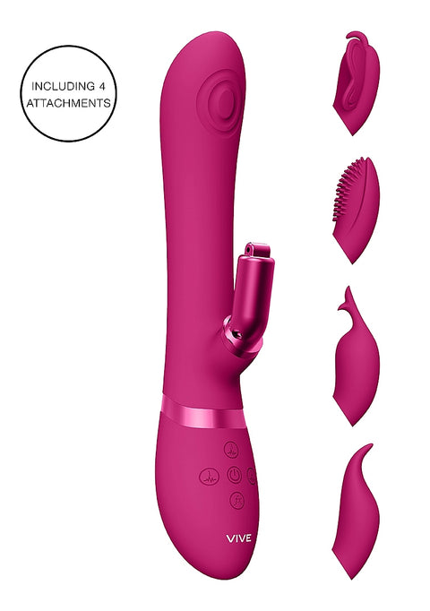 Vive Etsu Silicone Rabbit with Interchangeable Clitoral Sleeves - Pink