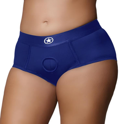 Ouch Vibrating Strap-on Brief - Royal Blue - XL/XXL