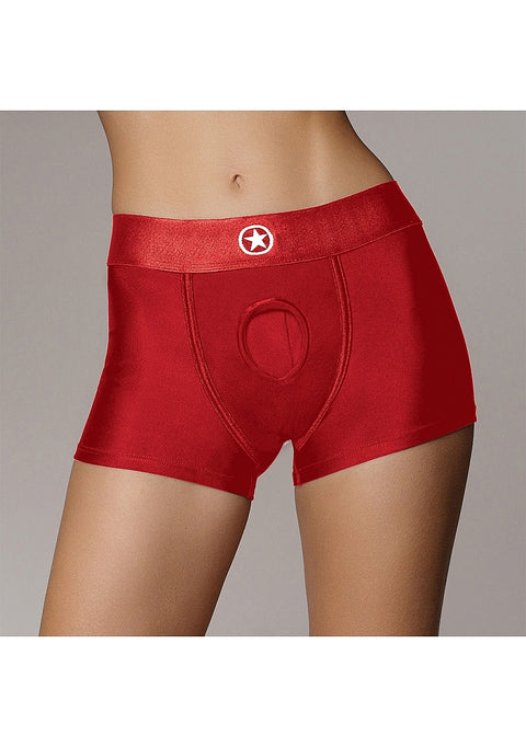 Ouch Vibrating Strap-on Boxer - Red - XS/S