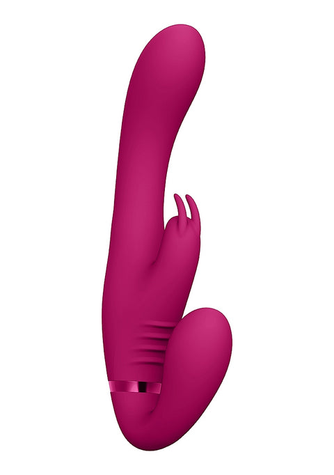 Vive Satu Vibrating Triple Motor Silicone Strapless Strapon - Pink