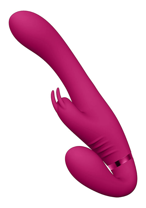 Vive Satu Vibrating Triple Motor Silicone Strapless Strapon - Pink